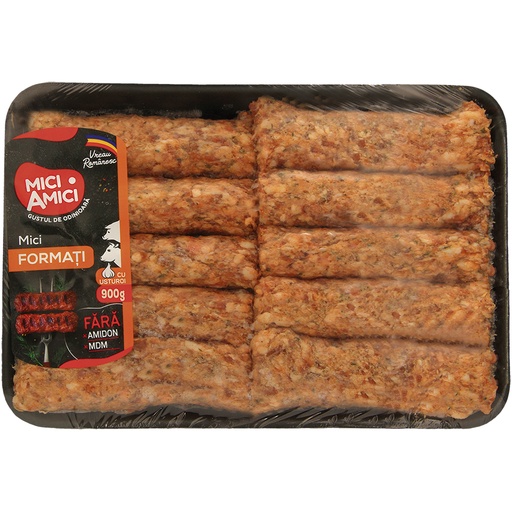 [00914] Мичи-румынские колбаски из мяса свинины и говядины, с добавлением воды и ароматом мяса, замороженные