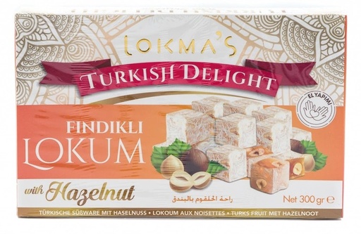 Turkse zoetigheid "LOKUM" met hazelnoot
