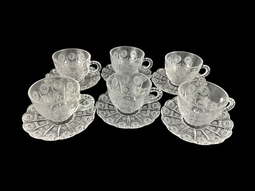 Theeservies van glas voor 6 personen, 12-delig.
