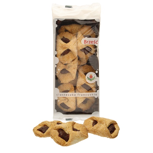 [79586] Bladerdeeggebak, met fruitbeleg - frambozensmaak, bestrooid met suiker