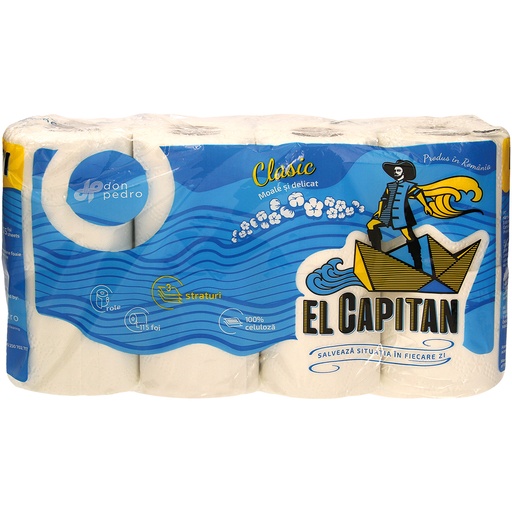 [95193] "El capitan"-Toiletpapier, 3-laags (8 rollen x 115 vellen). Geurloos