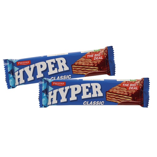 [80175] Wafel "Hyper Classic" met (47%) vulling met chocoladesmaak, bedekt met (34%) cacaohoudende vetglazuur