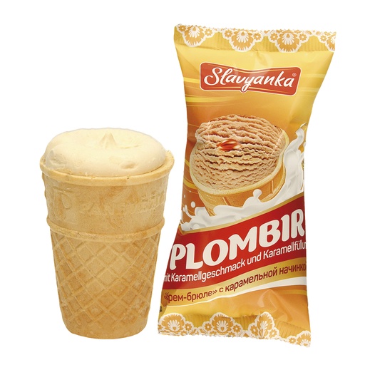 [04911] Slavyanka ijs met karamel smaak en karamelvulling in een wafelbekertje