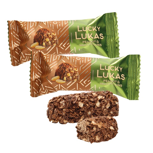 [91107] Knapperige muesli-confectie "Lucky Lukas" met geroosterde pi