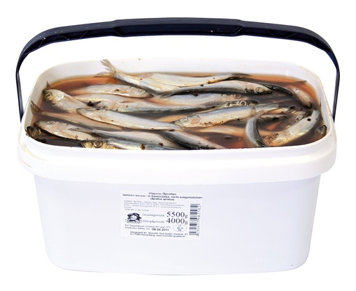 Sprotten (Sprattus sprattus) in kruidenmarinade, niet schoongemaakt