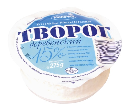 Sparpakket 6 Bekers: Roomkaas "Tworog Derewenskij" 15% Vet i.Tr.