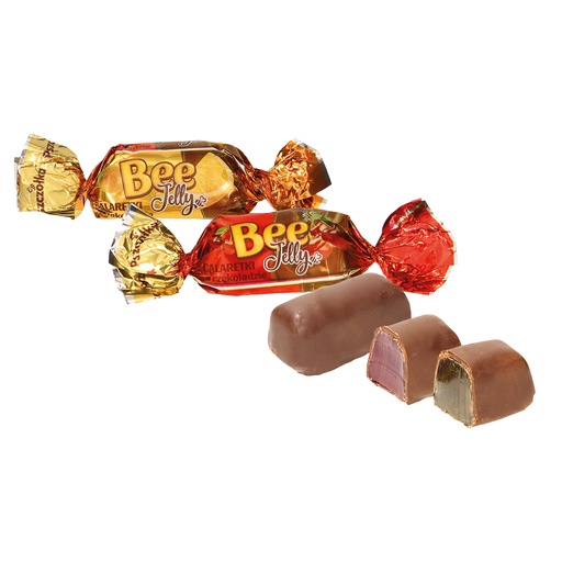 [83981] Желейные кофеты "BeeJelly in chocolate" с фруктовыми вкусами (лимон, апельсин, вишня, яблоко) в шоколаде.