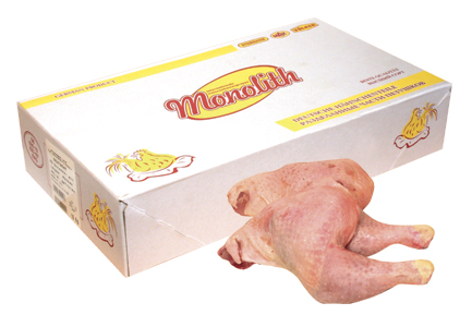 Diepgevroren kippendijen 3 kg verpakking.