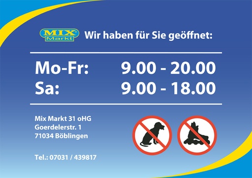 Наклейка "Часы работы" A4 Mix Markt. Срок доставки: 2 недели.