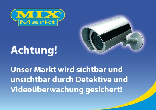 Наклейка формата DINA4 "Видеонаблюдение" Mix Markt. Срок доставки: 2 недели.