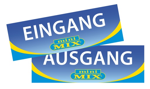 Ingang- Uitgangstickers 30 x 10cm Mini-Mix. Levertijd: 2 weken