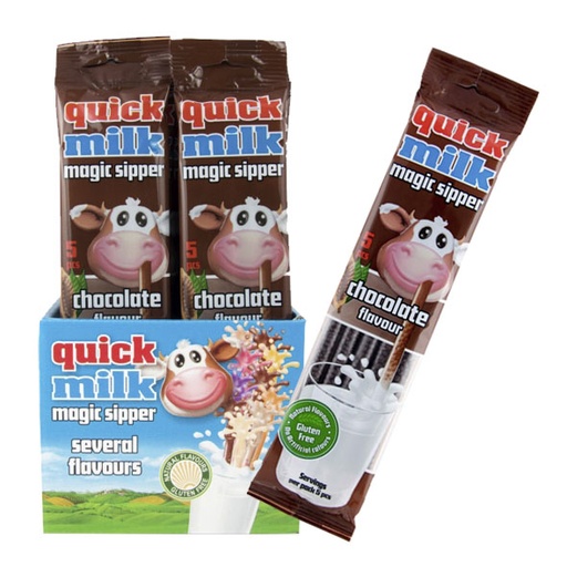Drinkrietjes, oplosbaar suikergranulaat met chocoladesmaak, 5-pack