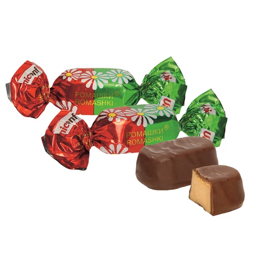 [91311] Fondant-Confect "Romaschki" met rum-vanille-smaak, omhuld met chocolade