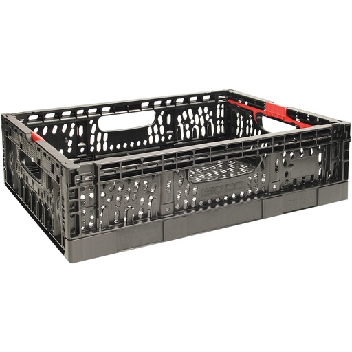 [99962] Klappbox 40x30x11 cm zwart, nuttige binnenafmetingen: 374x274x106 mm, vergrendeling: Rood