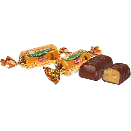 [91406] Pinda wafelsnoep "Solnischko" met zonnebloempitten en sesam in cacaovetglazuur