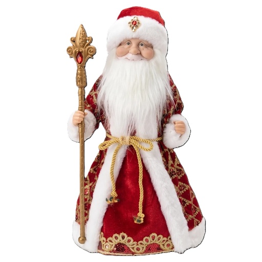 Deko figuur Kerstman in Rood-Goud met Snoepcontainer, 40 cm