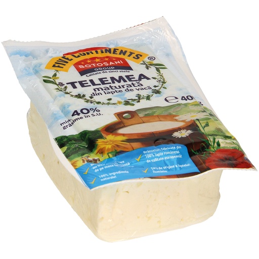 [18753] Roemeense kaas "Telemea" in zoutoplossing gerijpt van gepasteuriseerde koemelk, 40% vet in droge stof.