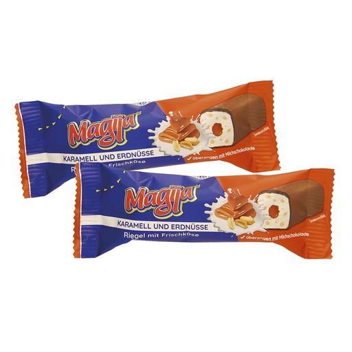 [18180] Reep met roomkaas, karamel en pinda's bedekt met melkchocola