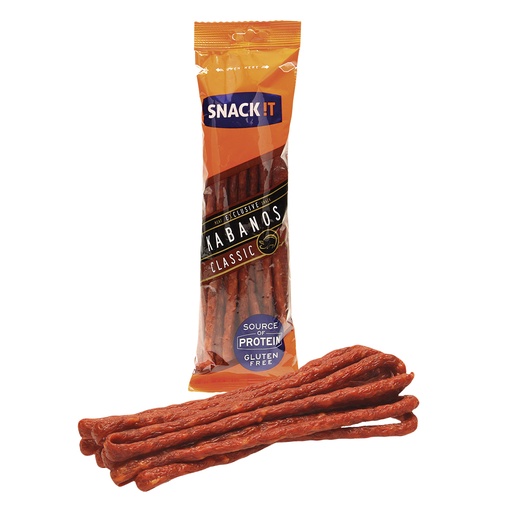 [23446] Snack IT - Колбаски-кабаноси. Копчёно-вяленые колбаски из свинины, с крахмалом и свиным белком.