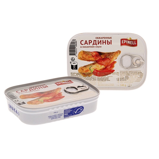 [31949] Gebakken sardines in tomatenhoudende saus, pittig