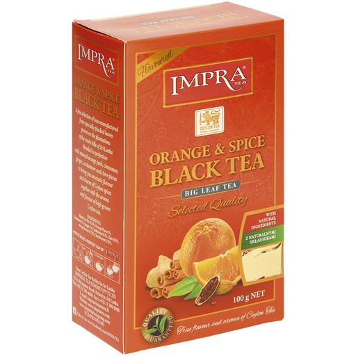 [58938] Sinaasappel en Specerij Zwarte Thee - Gearomatiseerde Zwarte Thee "Ceylon Orange Pekoe" met Sinaasappelstukjes en Specerijen, met Sinaasappel- en Masala-Chai-smaak