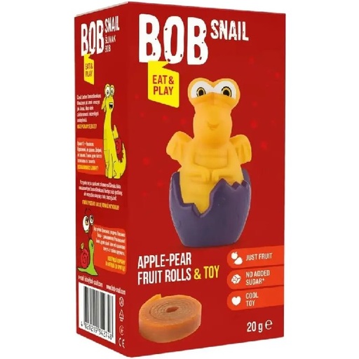 [EX1074] BOB SNAIL FRUITROLLETJES APPEL/PEER 20G