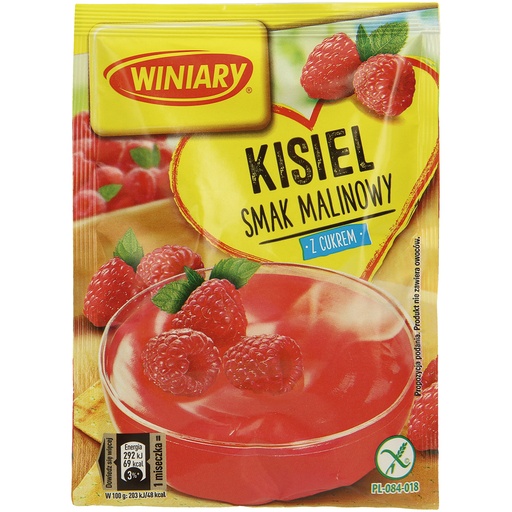 [59931] Poeder voor gelei dessert met frambozensmaak, suiker en vitamine C "Kisiel met frambozensmaak"