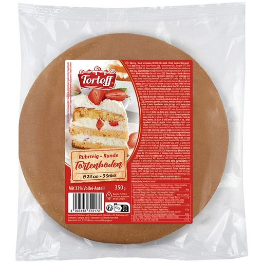 [81217] "TORTOFF" Beslag - Ronde taartbodem, diameter 24 cm, 3 stuks