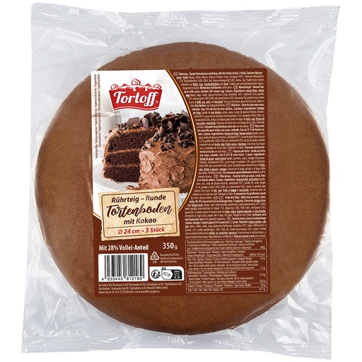 [81218] "TORTOFF" Beslag - Ronde taartbodem met cacao, diameter 24 c