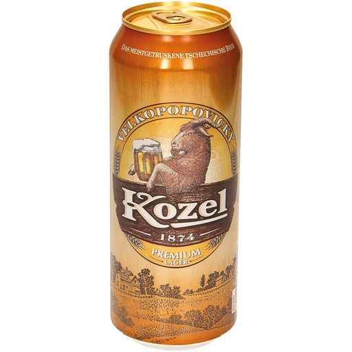 [91561-S] Kozel lezak 0,5l blik (retourneerbaar) / Alc4,6% Eks11,3%