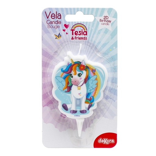 [95782] Verjaardagskaars 2D "UNICORN TESSIA" 7,5 cm