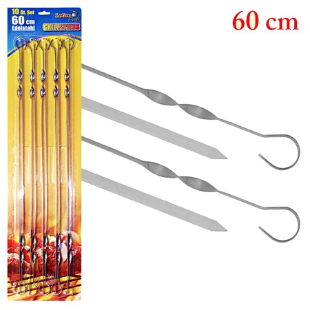 [0001010175] Shashlik spiesen roestvrij staal 60cm*1,5mm, set 10 stuks