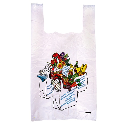 [98904] Hemdtragetaschen wit met motief "Dank u voor uw aankoop" 1.000st. 30+18x55cm-groot