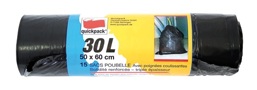 [95935] Vuilniszakken met trekband, zwart 50 x 60 cm, 30L, 15 st.